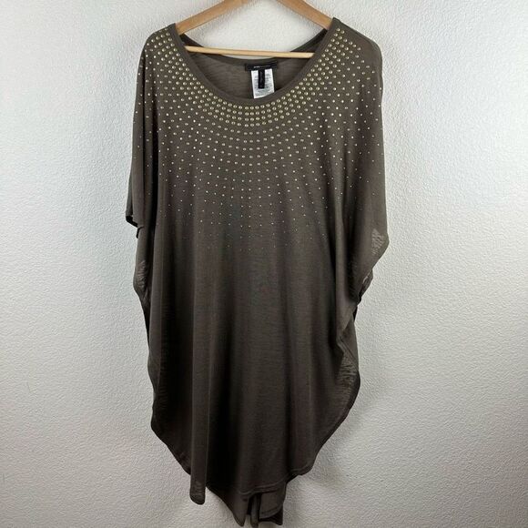 BCBGMAXAZRIA olive green caftan style top size M - Picture 2 of 7